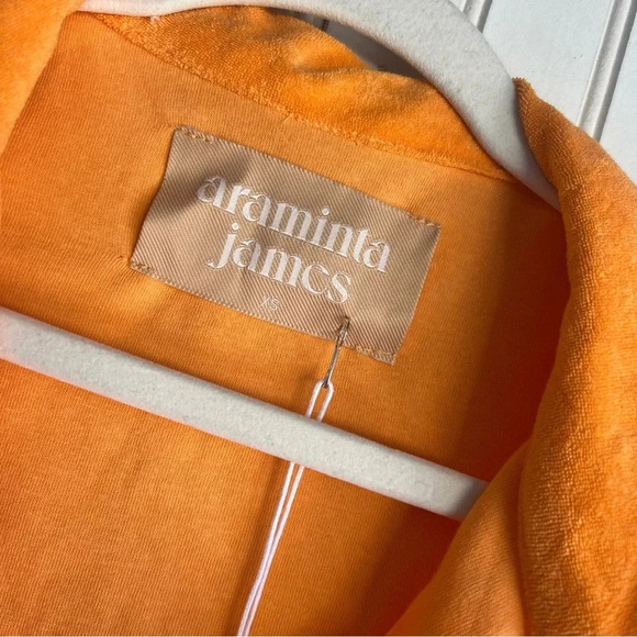 Araminta James Size XL Sleeveless Cropped Terry Polo Shirt Top In Mango NEW!! - Picture 5 of 8